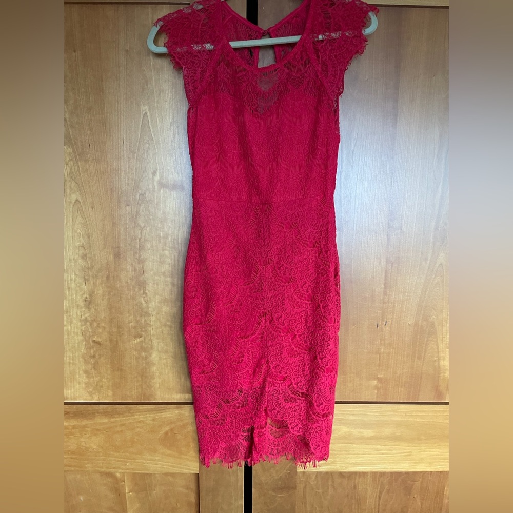 Red lace dress.Brigitte Bailey.